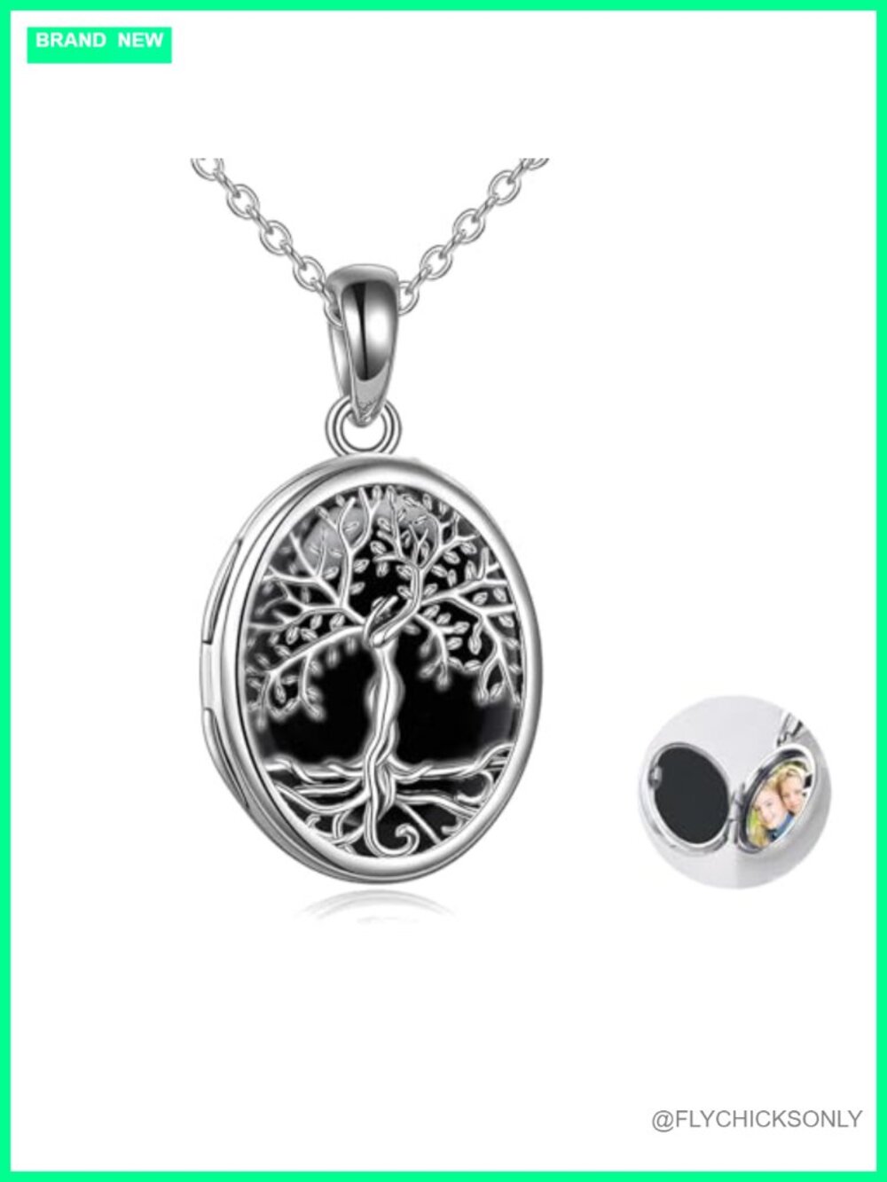 925 Sterling Silver Tree of Life Locket Necklace Holds Pictures